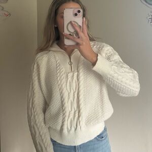 Cable knit sweater quarter-zip
